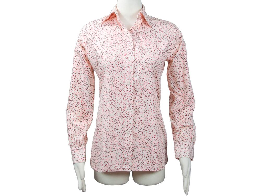 Vintage 90s Evan Picone Bonwit Teller Polka Dot Blouse Red White Size L